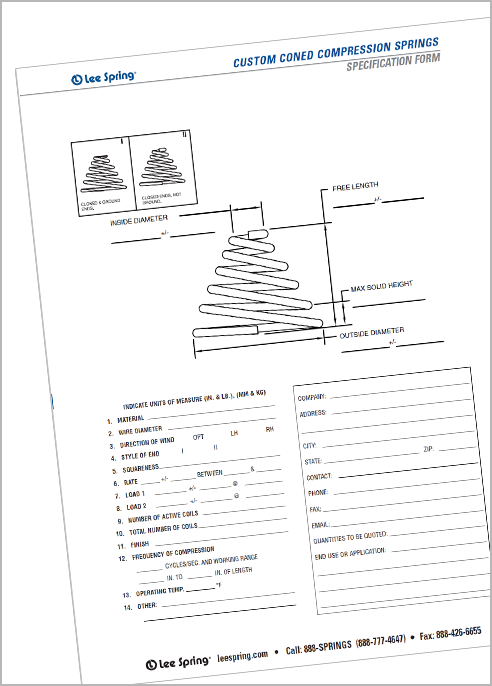 Cone Compression Spring Specification Form