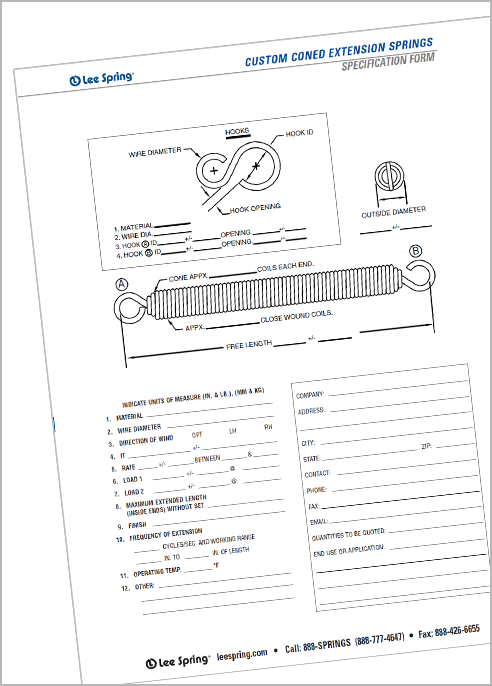 Cone Extension Spring Specification Form