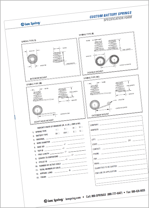 Battery Spring Specification Form