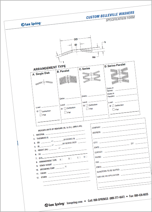 Belleville Washer Specification Form