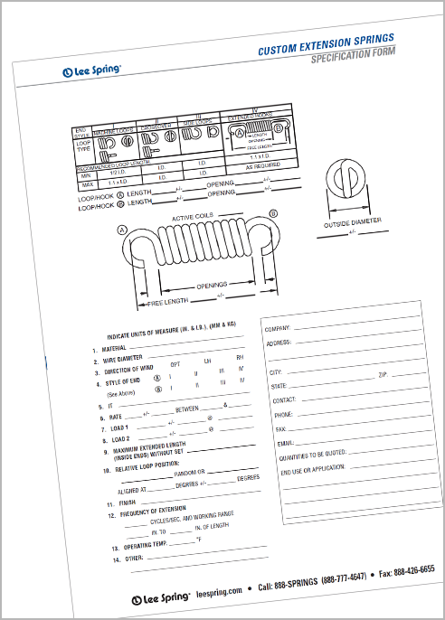 Cone Compression Spring Specification Form